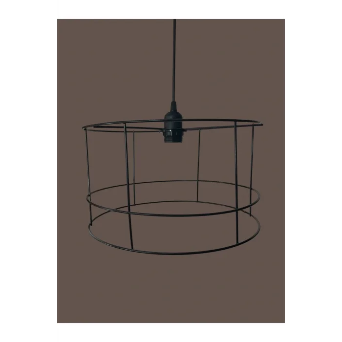 Silindir Avize Teli , İskeleti (Büyük Boy 35x20 Cm) Siyah Statik Boyalı (Duy Takımı Dahil)