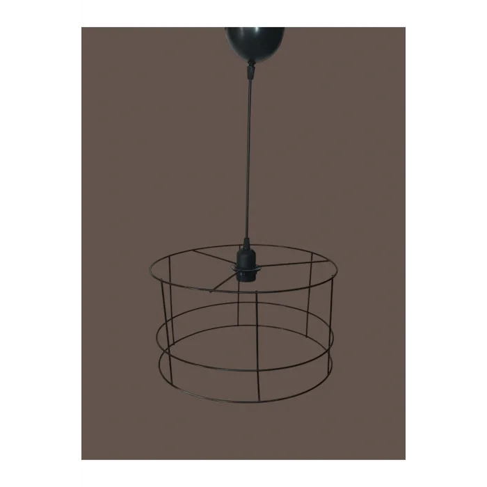 Silindir Avize Teli , İskeleti (Büyük Boy 35x20 Cm) Siyah Statik Boyalı (Duy Takımı Dahil)