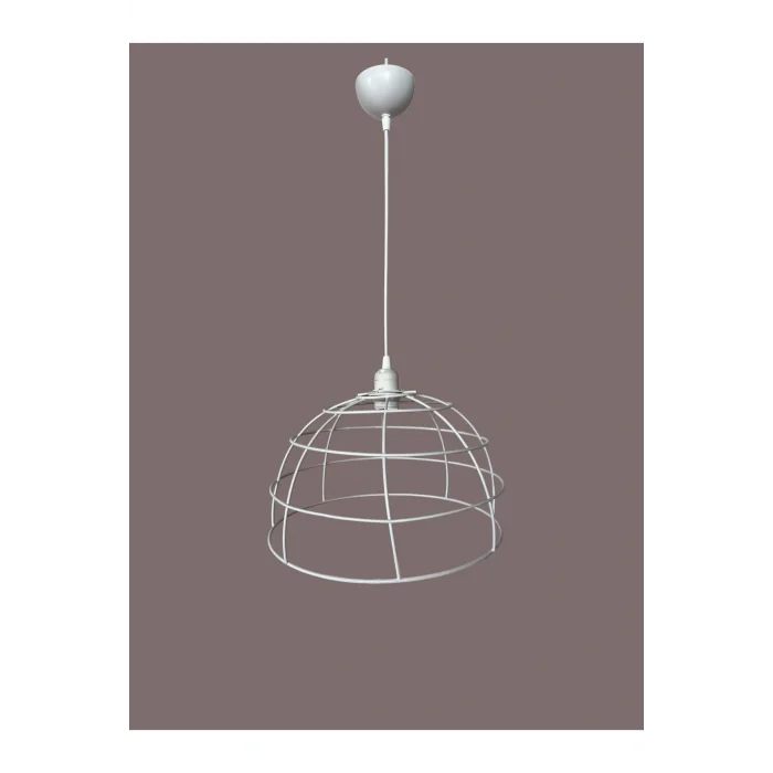 Yarım Küre Avize Teli , İskeleti (35x20 Cm) Beyaz Statik Boyalı (Duy Takımı Dahil)