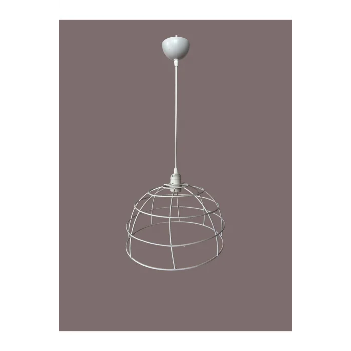 Yarım Küre Avize Teli , İskeleti (35x20 Cm) Beyaz Statik Boyalı (Duy Takımı Dahil)