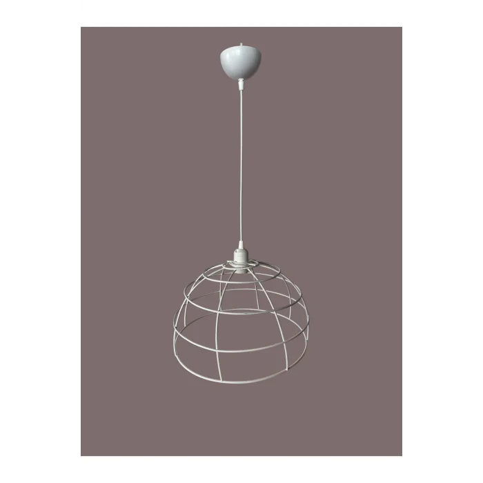 Yarım Küre Avize Teli , İskeleti (35x20 Cm) Beyaz Statik Boyalı (Duy Takımı Dahil)