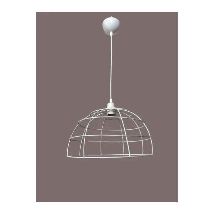 Yarım Küre Avize Teli , İskeleti (35x20 Cm) Beyaz Statik Boyalı (Duy Takımı Dahil)