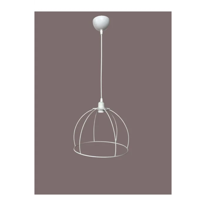 Yarım Küre Avize Teli , İskeleti (30x22 Cm) Beyaz Statik Boyalı (Duy Takımı Dahil)