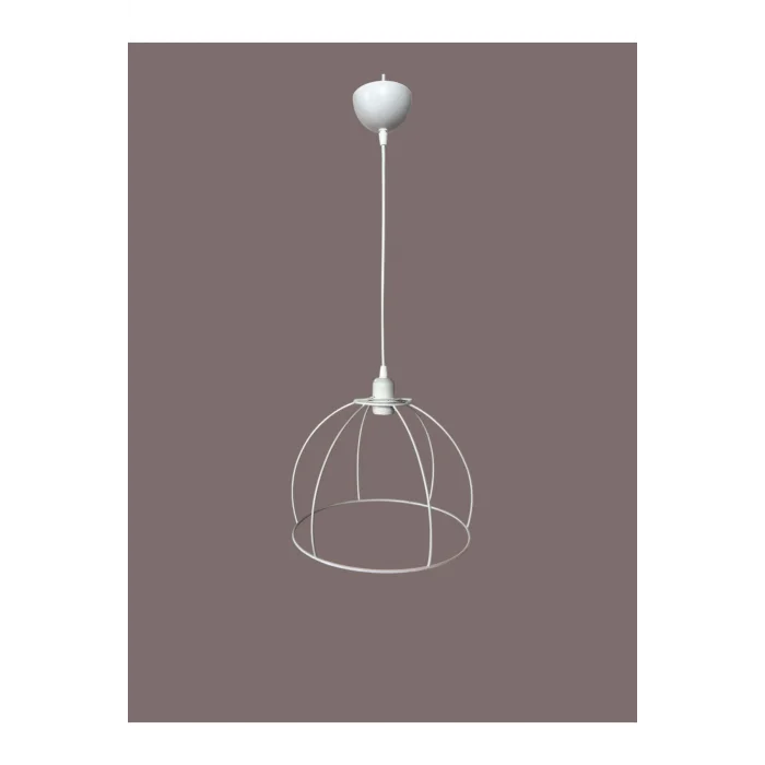 Yarım Küre Avize Teli , İskeleti (30x22 Cm) Beyaz Statik Boyalı (Duy Takımı Dahil)