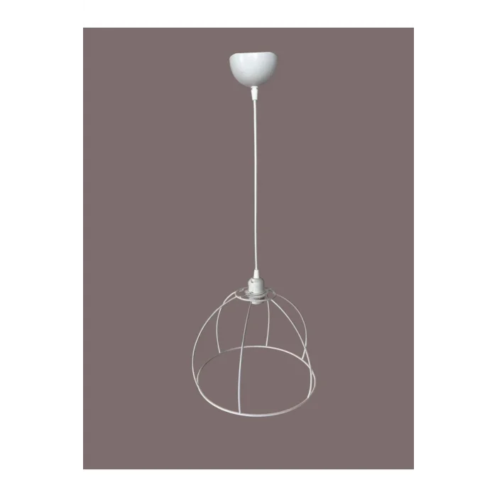 Yarım Küre Avize Teli , İskeleti (30x22 Cm) Beyaz Statik Boyalı (Duy Takımı Dahil)