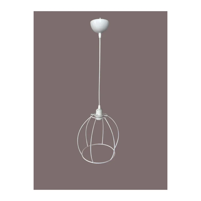 Yarım Küre Avize Teli , İskeleti (20x24 Cm) Beyaz Statik Boyalı (Duy Takımı Dahil)