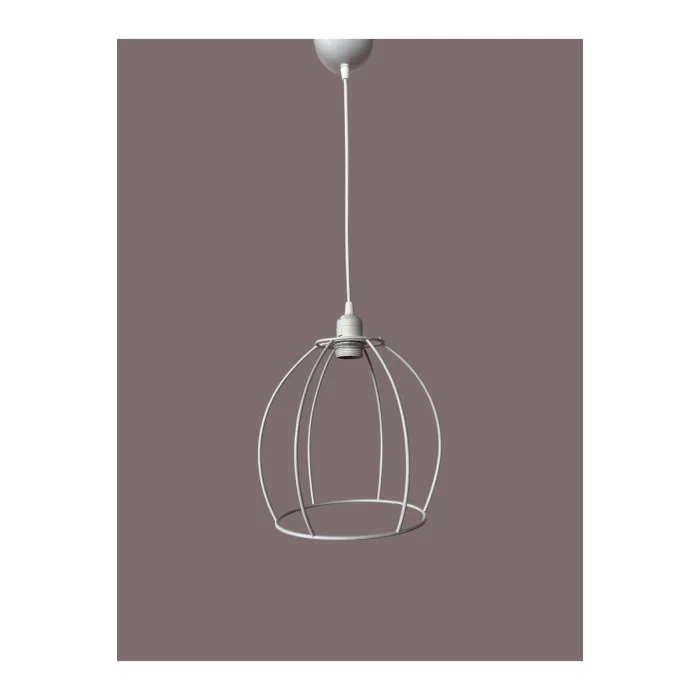 Yarım Küre Avize Teli , İskeleti (20x24 Cm) Beyaz Statik Boyalı (Duy Takımı Dahil)