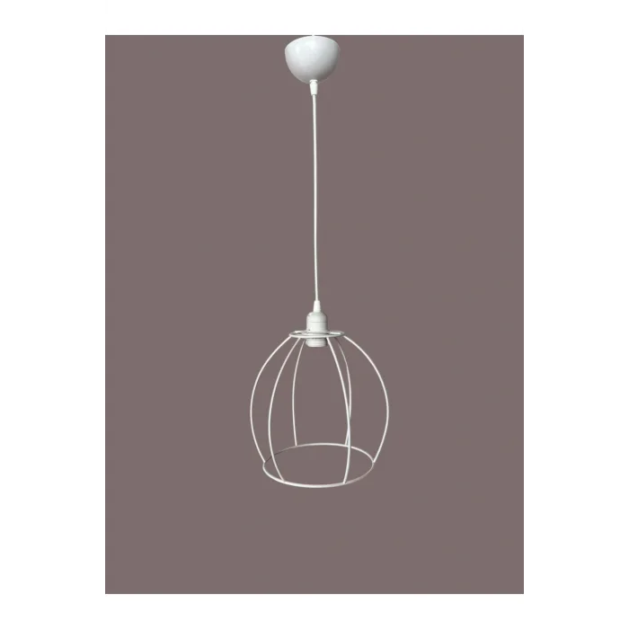 Yarım Küre Avize Teli , İskeleti (20x24 Cm) Beyaz Statik Boyalı (Duy Takımı Dahil)