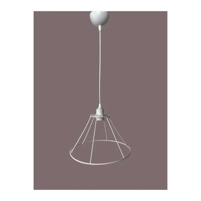 Konik Avize Teli , İskeleti (Uzun Boy 30x18 Cm) Beyaz Statik Boyalı (Duy Takımı Dahil)