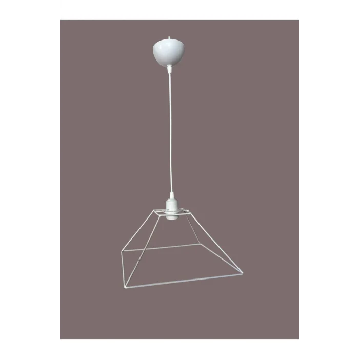 Kare Avize Teli , İskeleti (30x15 Cm) Beyaz Statik Boyalı (Duy Takımı Dahil)