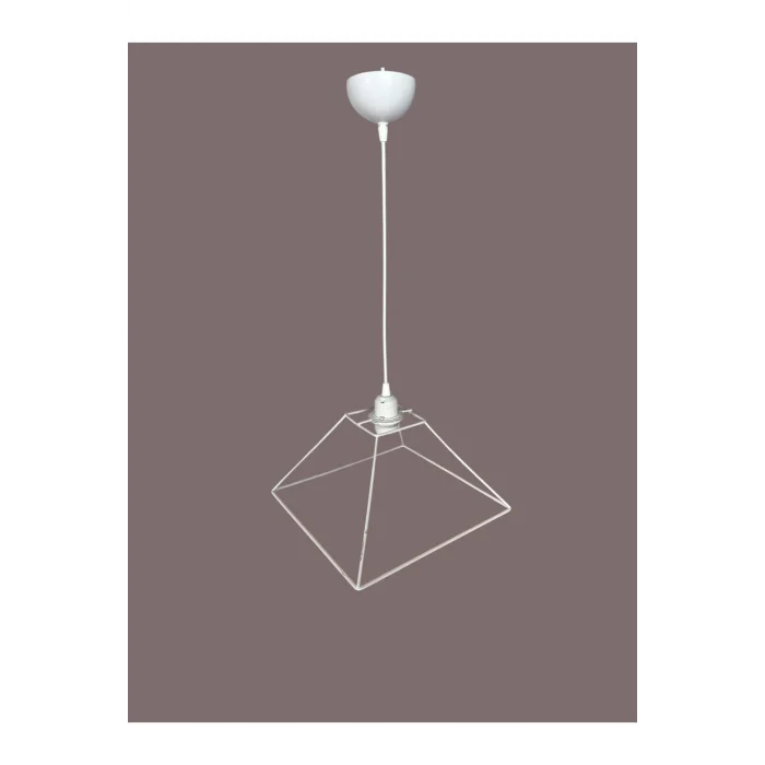 Kare Avize Teli , İskeleti (30x15 Cm) Beyaz Statik Boyalı (Duy Takımı Dahil)