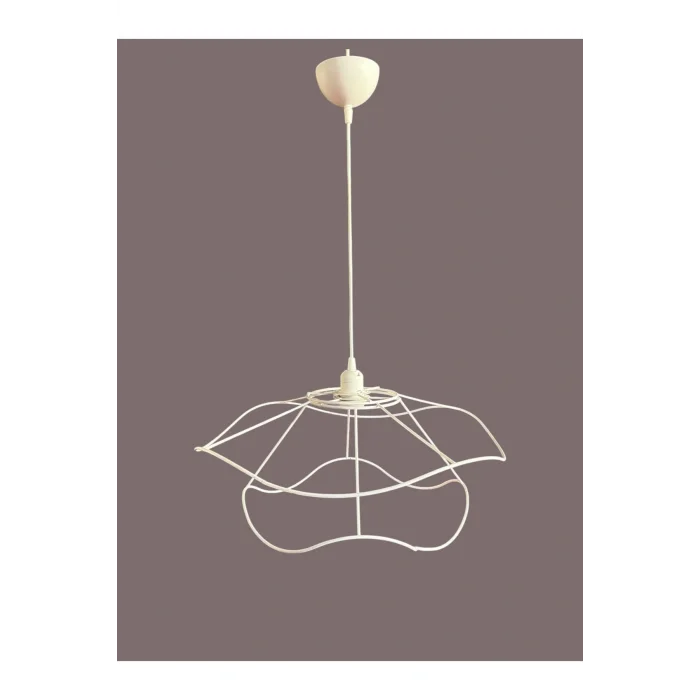 İç İçe Avize Teli , İskeleti 50x35 Cm Beyaz Statik Boyalı (Duy Takımı Dahil)