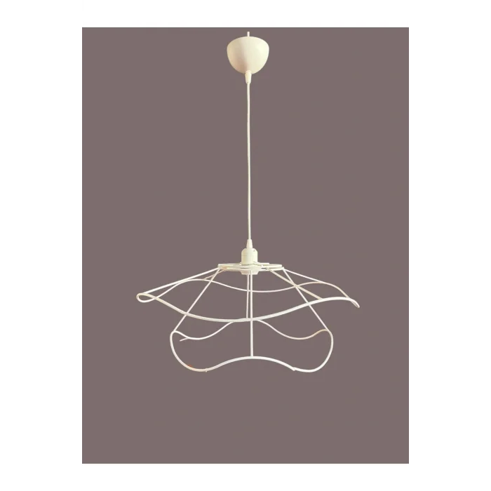 İç İçe Avize Teli , İskeleti 50x35 Cm Beyaz Statik Boyalı (Duy Takımı Dahil)