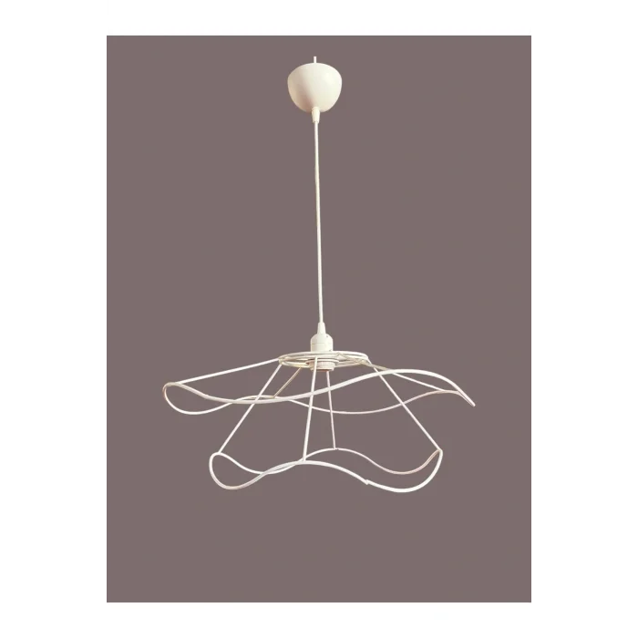 İç İçe Avize Teli , İskeleti 50x35 Cm Beyaz Statik Boyalı (Duy Takımı Dahil)