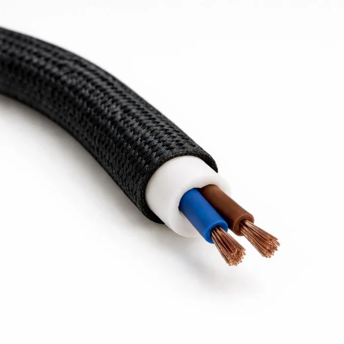 Dekoratif Kumaş Aydınlatma Elektrik Kablosu (2x0,50 TTR) (Siyah) 1 Metre