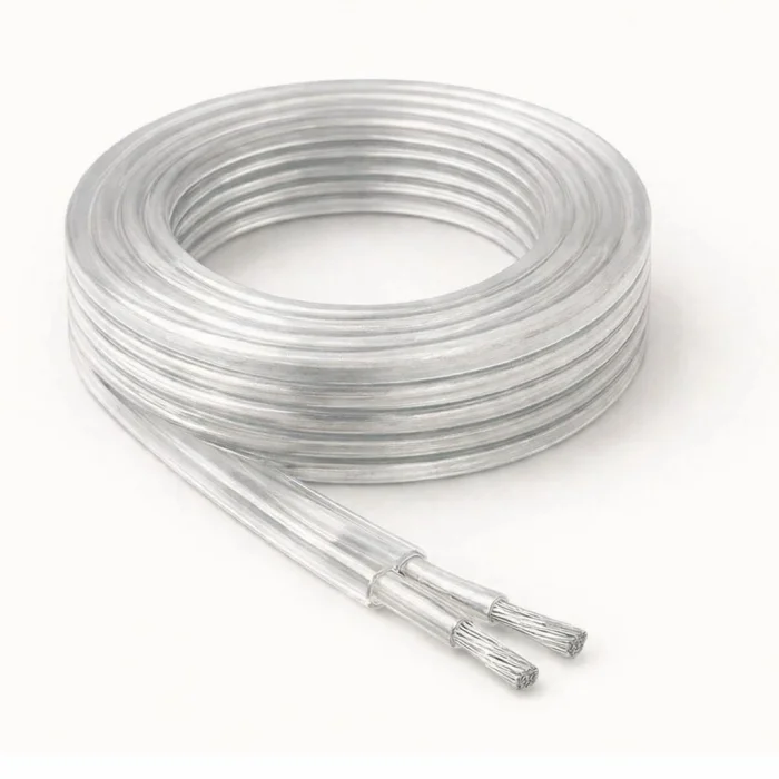 Şeffaf, Elektrik Kablosu Yassı Kablo (2x0,50 TTR Balık Sırtı Tip) (TAM BAKIR Kalaylı) 3 Metre