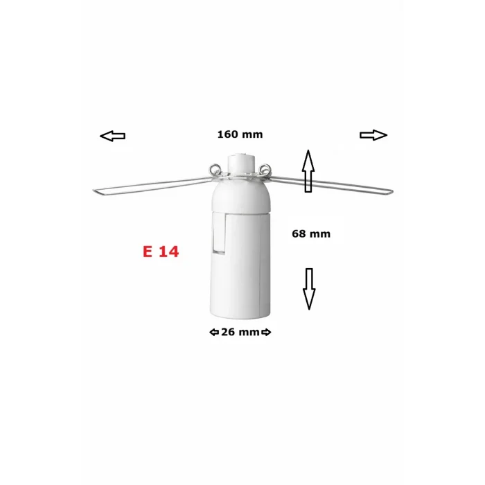 Şeffaf Kablolu E14 Yaylı Beyaz Duylu, Tuz Lambası Duyu 2 Metre Arapuarlı (2X0,50) 65W