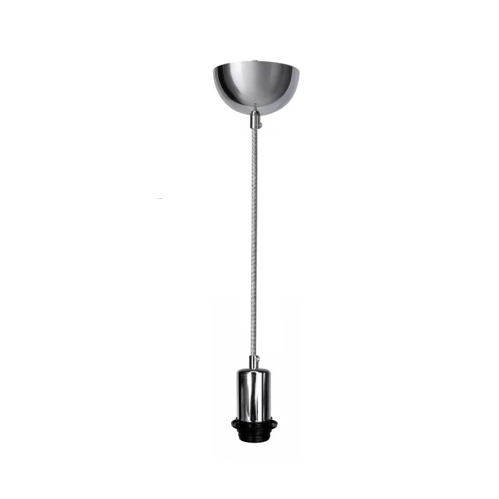 Dekoratif Sarkıt Avize Başlığı Takılabilir E27 Duy 70cm Metal Kumaş Örgü Kablo Krom Kaplama B10