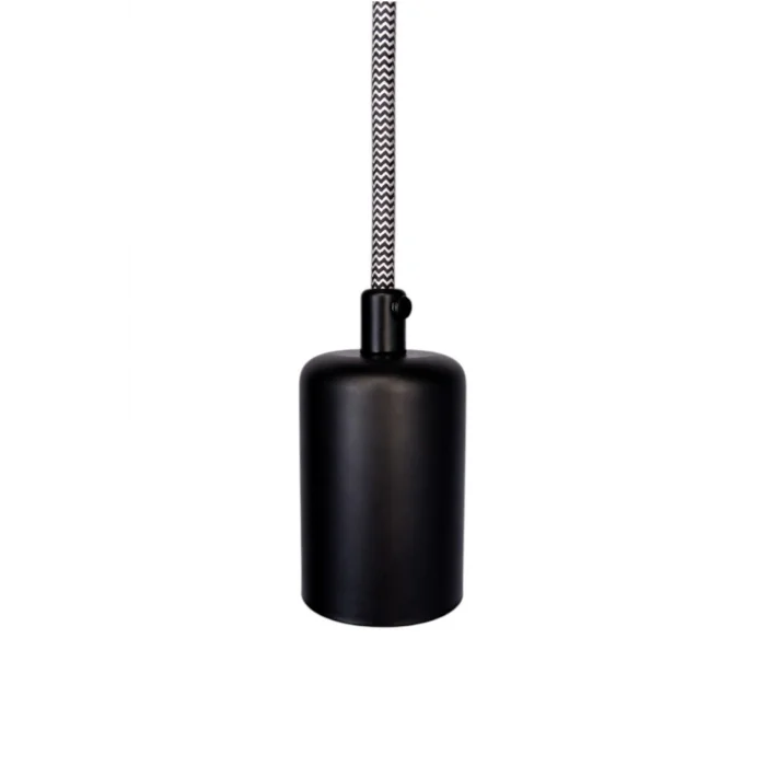 Dekoratif Sarkıt E27 Duy 70cm Metal Kumaş Örgü Zigzag Kablo Siyah D12