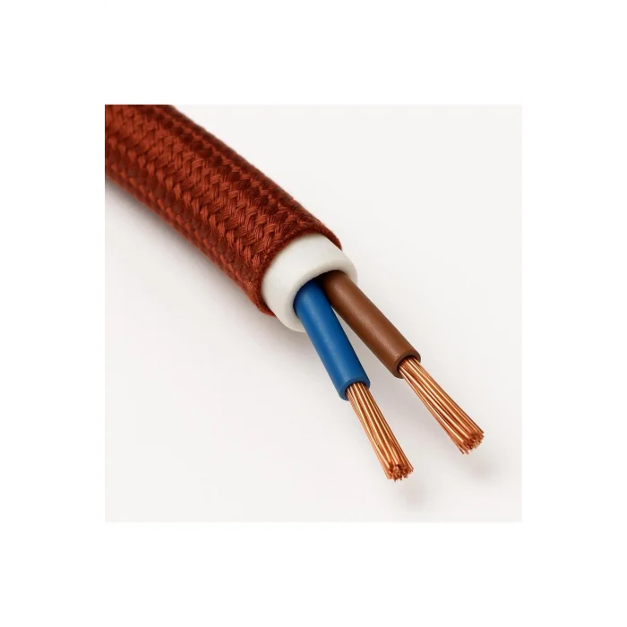 Kumaş Örgü Kablolu, Arapuar Anahtarlı Fiş (2X0,50) Simli Bakır- 2 Metre