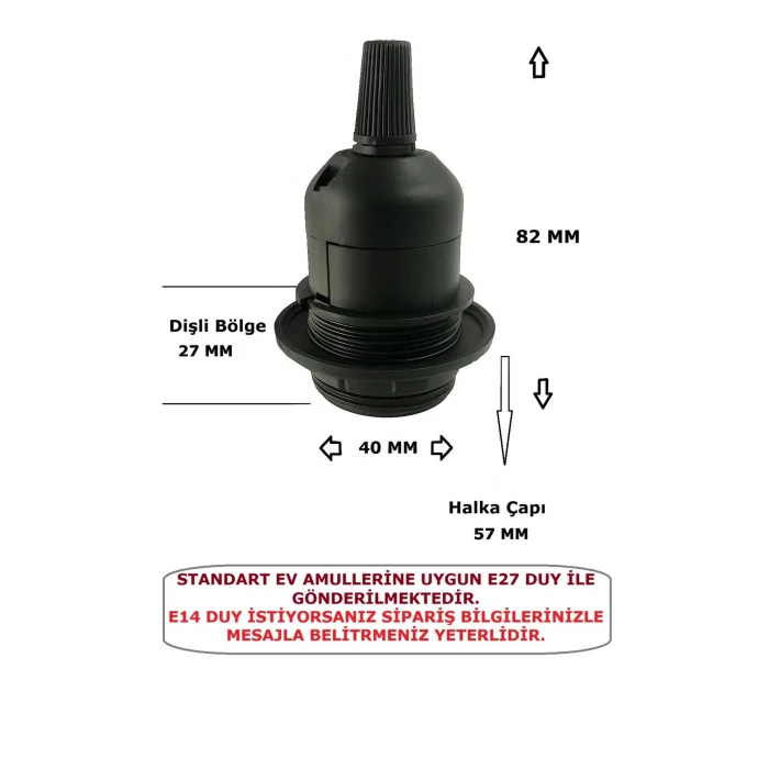 E27 Duy, Kumaş Örgü Kablolu, Arapuar Anahtarlı Fiş (2X0,50) Kırmızı 2 Metre