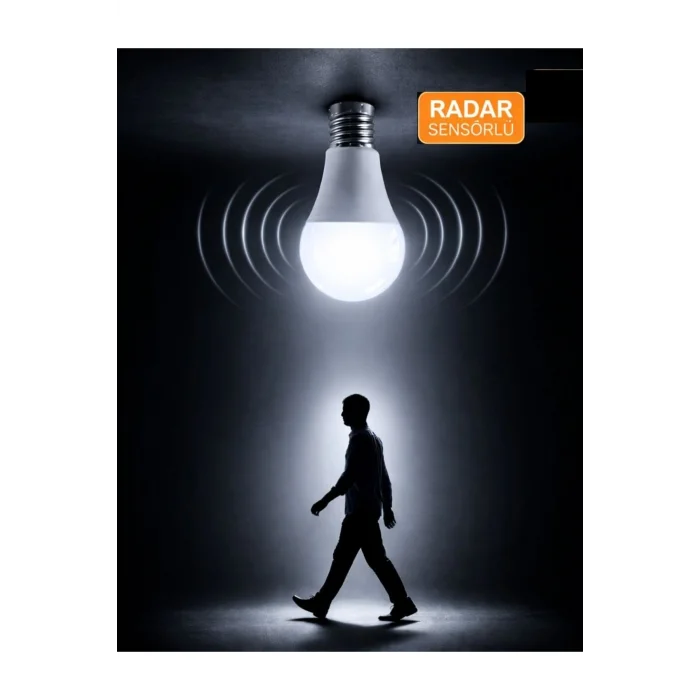 Radar Hareket Sensörlü 9W E27 Led Ampul 6500K - 810 Lümen (1 Adet)