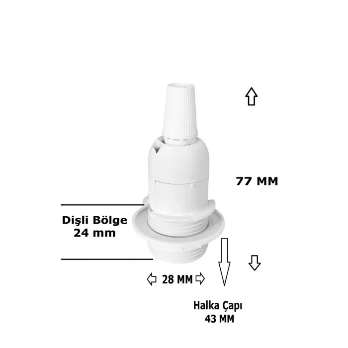 E14 Duylu 1,5 Metre Arapuarlı (AÇ KAPAT ANAHTAR) Fişli Seyyar (2X0,50) (BEYAZ) 65W