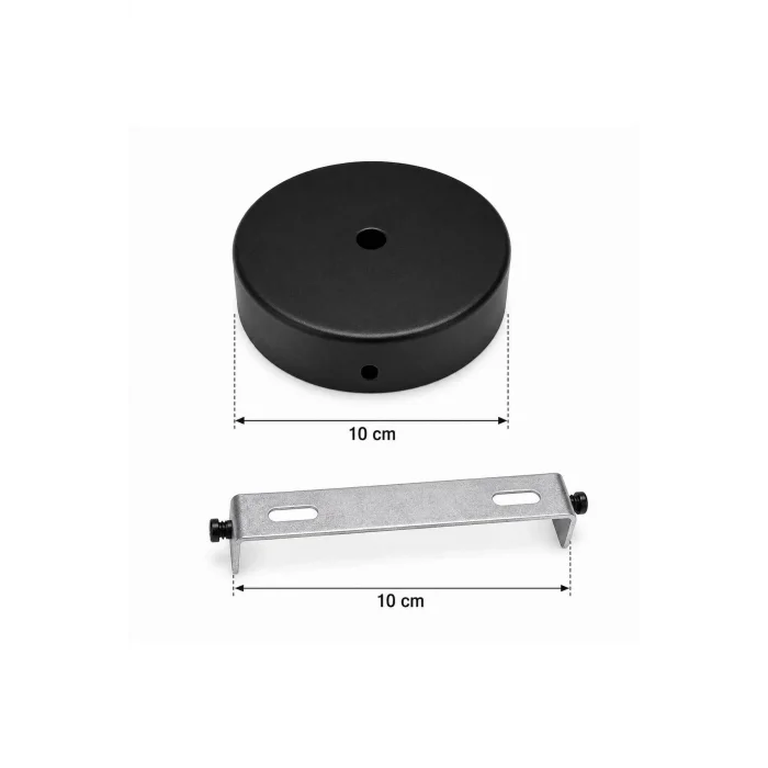 Aplik Arkası veya Avize Tavan Rozansı 10Cm (Mat Siyah) Metal