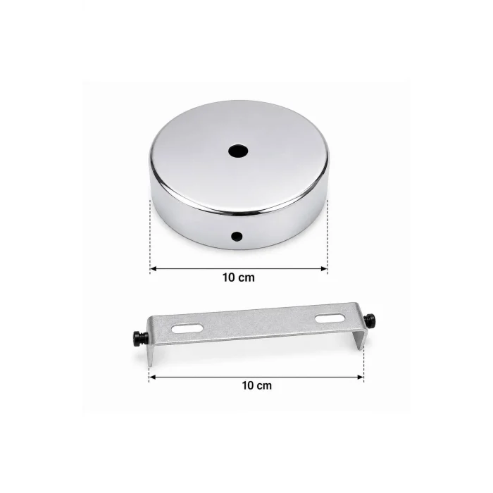 Aplik Arkası veya Avize Tavan Rozansı 10Cm (Parlak Gümüş) Metal