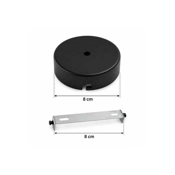 Aplik Arkası veya Avize Tavan Rozansı 8 Cm (Mat Siyah) Metal