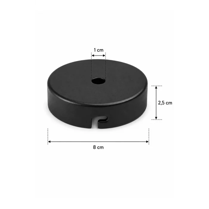 Aplik Arkası veya Avize Tavan Rozansı 8 Cm (Mat Siyah) Metal