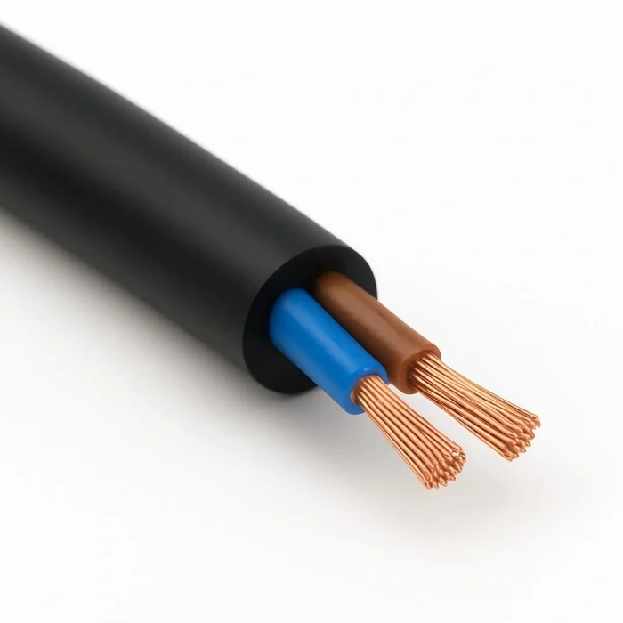 Aydınlatma Elektrik Kablosu (2x0,50 TTR Yuvarlak Tip) (Tam Bakır) Siyah 3 Metre
