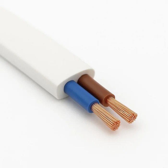 Aydınlatma Elektrik Kablosu Yassı Kablo (2x0,50 TTR Balık Sırtı Tip) (Tam Bakır) Beyaz 3 Metre