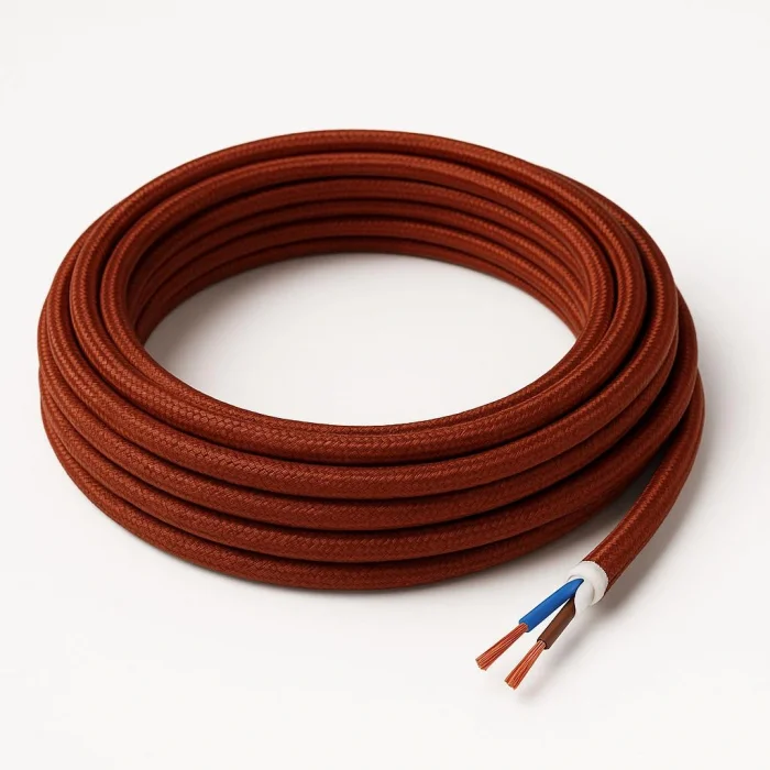 Dekoratif Kumaş Aydınlatma Elektrik Kablosu (2x0,50 TTR) (Simli Bakır) 1 Metre