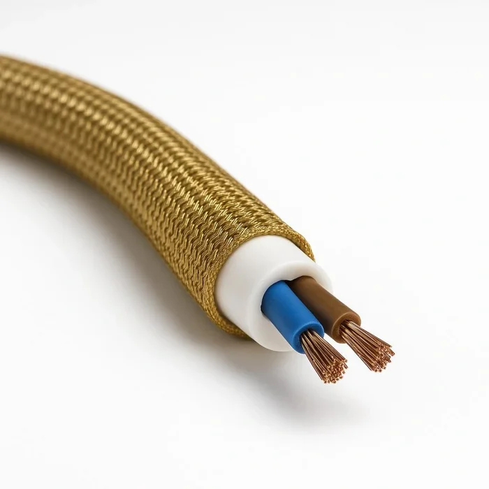 Dekoratif Kumaş Aydınlatma Elektrik Kablosu (2x0,50 TTR) (Simli Gold) 1 Metre