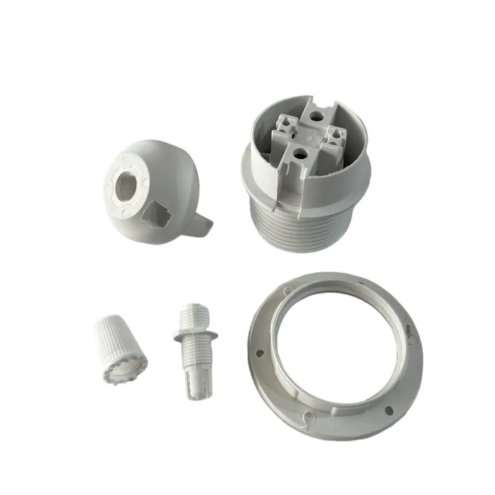 E27 Duy Geçmeli Yarım Diş Avize, Abajur, Lambader Duyu Halkalı - Bakalit Beyaz (250V-4A) 5 Adet