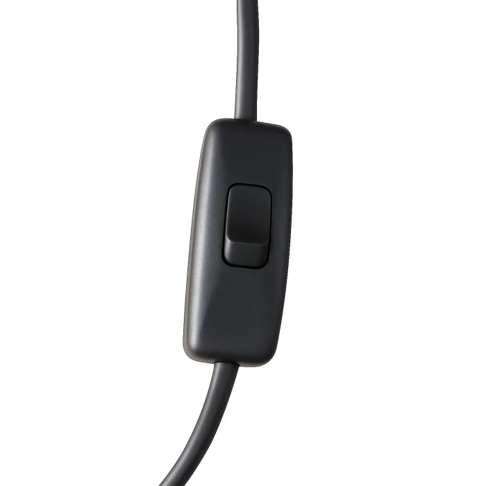 E27 Duylu 4 Metre Arapuarlı (Aç Kapat Anahtar) Fişli Abajur Duyu Seyyar (2X0,50) (Siyah)