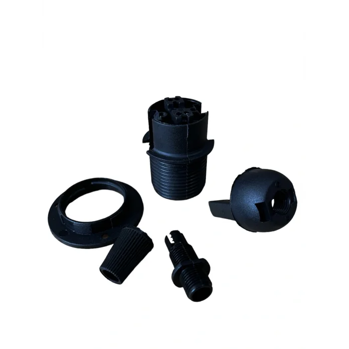 Italyan E14 Duy (MİNİ DUY) Bakalit Geçmeli Yarım Diş Siyah (250V-2A) 5 Adet