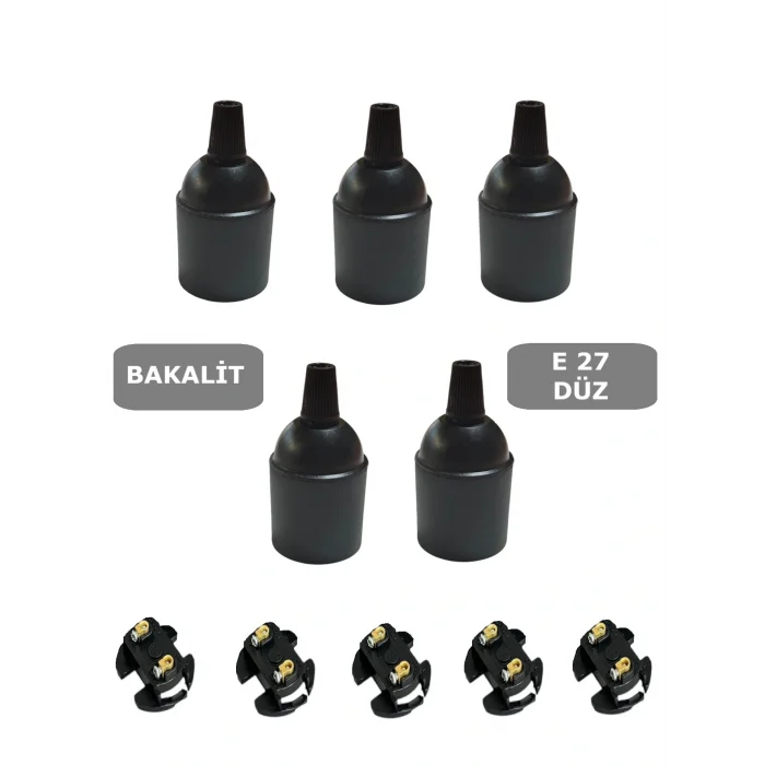 İtalyan E27 Duy - Vidalı Düz Duy (Bakalit) (250V 4A) 5 Adet