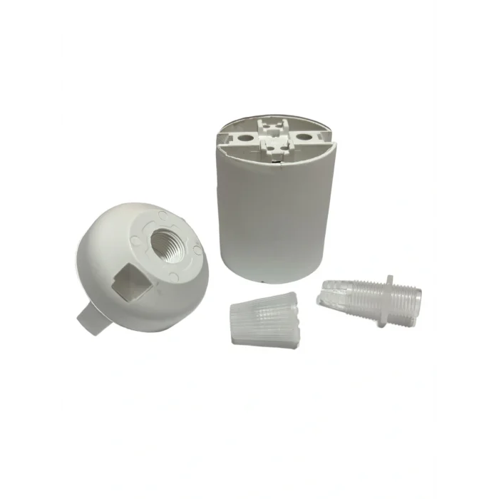 İtalyan Tip E27 Duy Vidasız Geçmeli Düz Bakalit Beyaz (250V-4A) 5 Adet