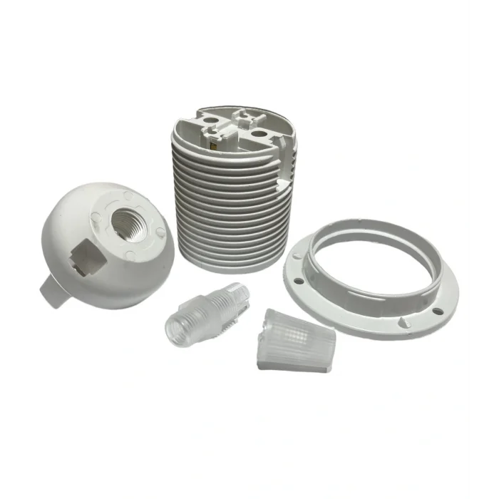 İtalyan Tip E27 Tam Dişli Duy Vidasız Geçmeli Bakalit Beyaz (250V-4A) 5 Adet