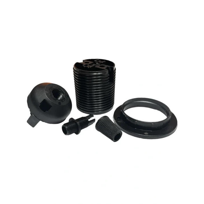 İtalyan Tip E27 Tam Dişli Duy Vidasız Geçmeli Bakalit Siyah (250V-4A) 5 Adet