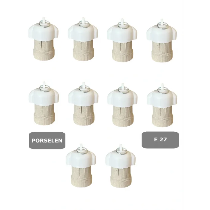 Porselen Bahçe Duyu E27 Su Geçirmez Dış Mekan Vidalı Yağmur Duyu (250V-4A) 10 Adet