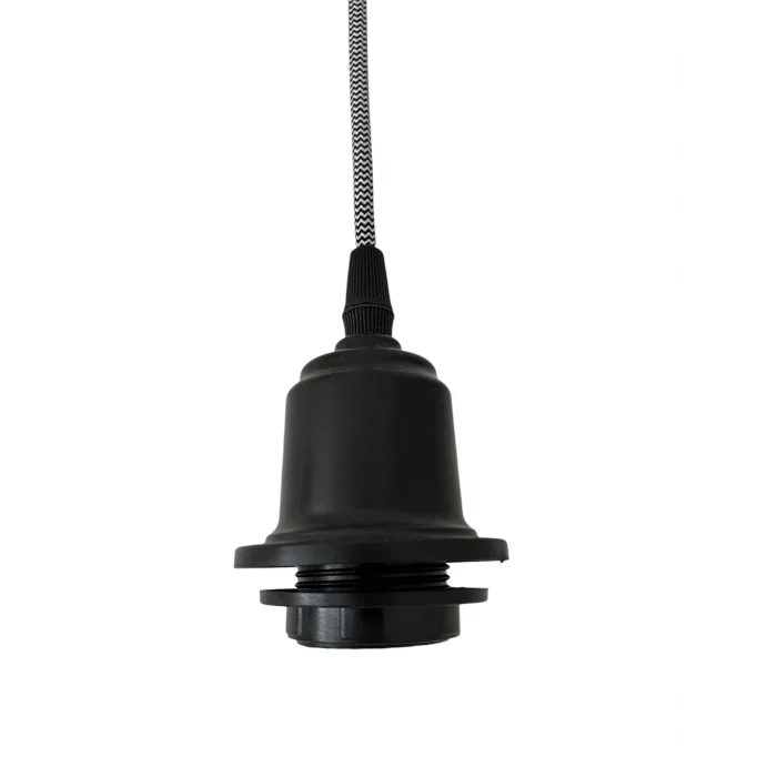 Sarkıt Lale Duy - Zigzag Kumaş Kablo - E27 Avize Başlık Duyu - Kablo 70cm Bakalit