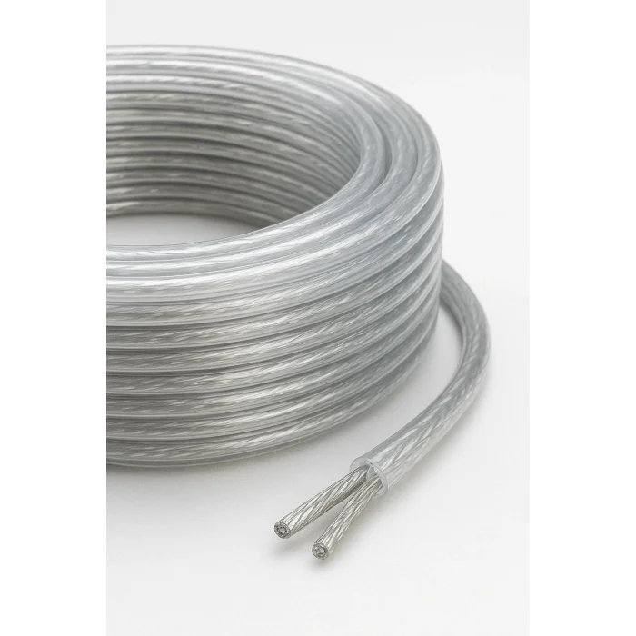 Şeffaf, Aydınlatma Elektrik Kablosu (2x0,50 TTR Yuvarlak Tip) (TAM BAKIR Kalaylı) 3 Metre