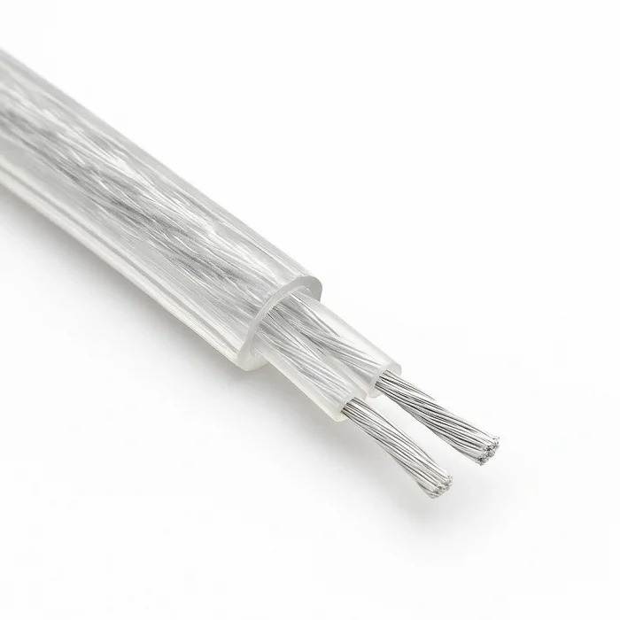 Şeffaf, Aydınlatma Elektrik Kablosu (2x0,50 TTR Yuvarlak Tip) (TAM BAKIR Kalaylı) 3 Metre