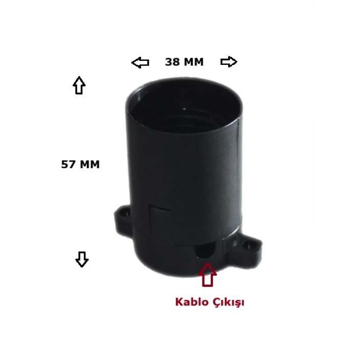 Sıva Üstü Duy E27 Vidasız Geçmeli Donanma Duyu Bakalit Siyah (250V-4A) 5 Adet