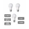 12W E27 Led Ampul 6500K Beyaz Işık (1080 Lümen) (3 Adet)