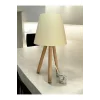 Üç Ayak Ahşap Abajur (22 Cm Pvc Ekru Başlık)