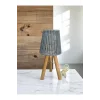 Üç Ayak Mini Ahşap Abajur (Bebe Mavi Makrome İp Başlık)